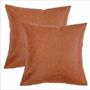 Faux Leather Decorative Pillow Covers 18 x 18
